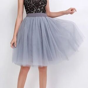 Space 46 Boutique Silver Satin Tutu Skirt